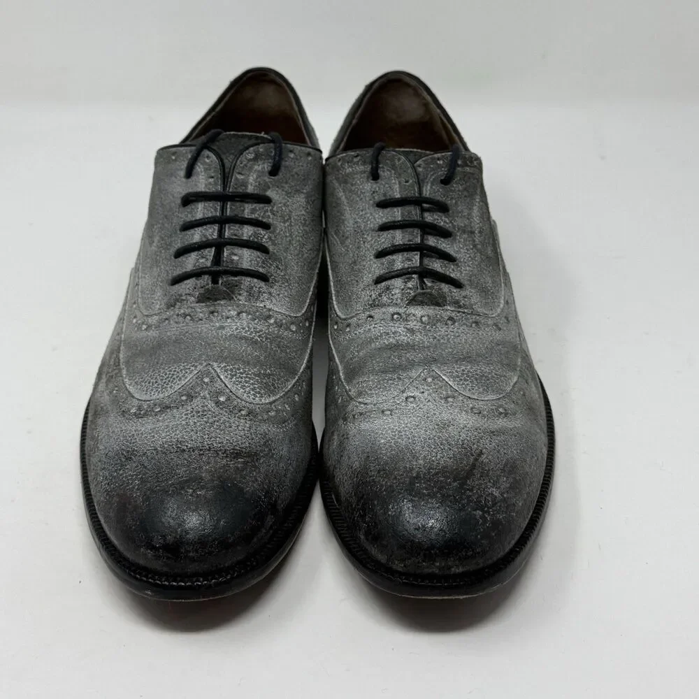 John Varvatos Sid Oxford Dress Shoes Mens 12 M Gray Leather Wingtip Brogue